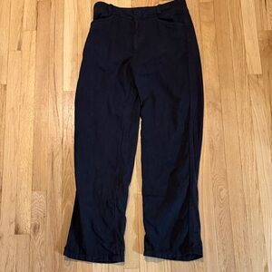 Vince Black Cotton Linen High-Waist Washed Casual Pant Sz 10
